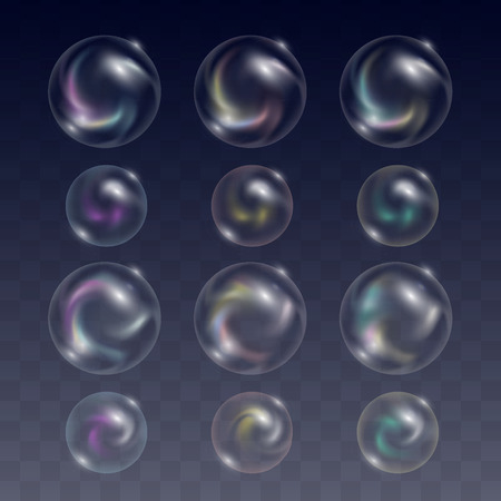 Transparent soap or water bubbles. Vector illustration.のイラスト素材