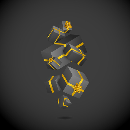 Gift 3D background. Festive box and bow.のイラスト素材