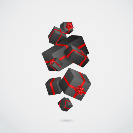 Gift 3D background. Festive box and bow.のイラスト素材