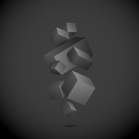 Vector Illustration of abstract black 3d cubes.のイラスト素材