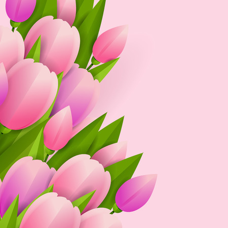 Floral background with pink tulips vector illustrationのイラスト素材