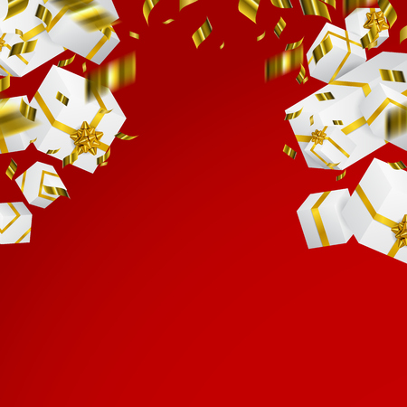 Gift 3D background. Festive box and bow.のイラスト素材