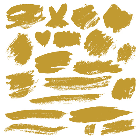 Grunge Brush Stroke gold vector illustration set.のイラスト素材