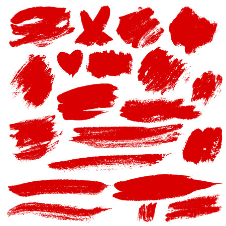 Grunge Brush Stroke red vector illustration set.のイラスト素材