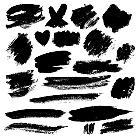 Grunge Brush Stroke black vector illustration set.のイラスト素材