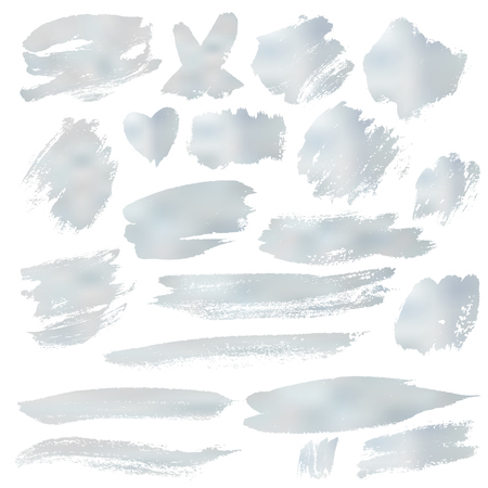Grunge Brush Stroke in silver vector illustration setのイラスト素材