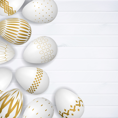 Easter eggs on wood background vector illustration.のイラスト素材
