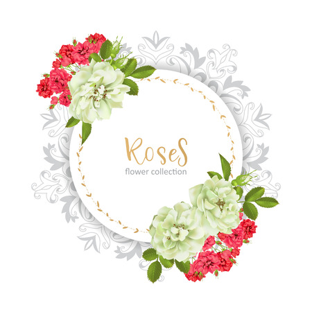 Wedding invitation with wild rose flowersのイラスト素材