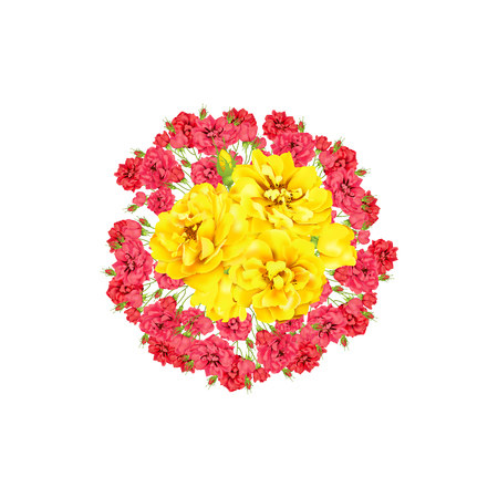 Red and yellow roses isolated on white backgroundのイラスト素材
