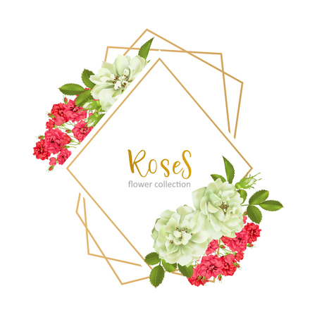 Wedding invitation with wild rose flowersのイラスト素材