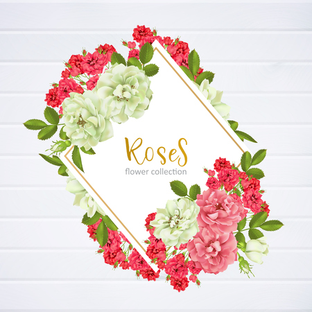 Wedding invitation with wild rose flowersのイラスト素材