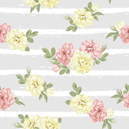Realistic vector colorful 3d seamless rosesのイラスト素材