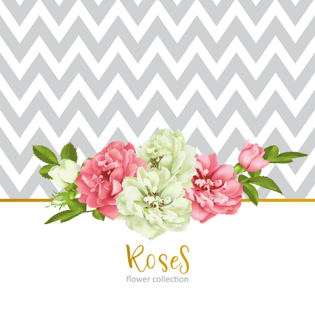 Wedding invitation with wild rose flowers. Vector illustration.のイラスト素材