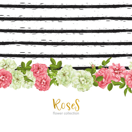 Wedding invitation with wild rose flowers. Vector illustration.のイラスト素材