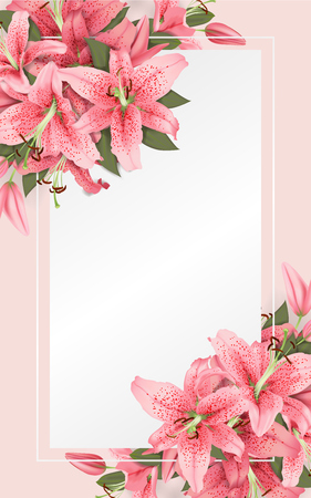 Wedding invitation with lily flowersのイラスト素材