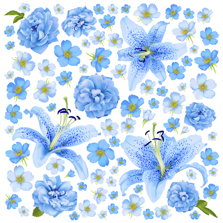 Rose and lily wedding invitation vector card.のイラスト素材