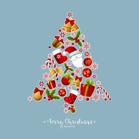 Merry Christmas decoration for holiday vector illustration.のイラスト素材