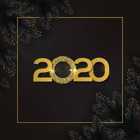 Gold and black 2020 happy new year vector illustrationのイラスト素材