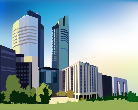 background with hi-rise buildings のイラスト素材