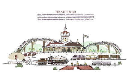 Railway station illustration のイラスト素材
