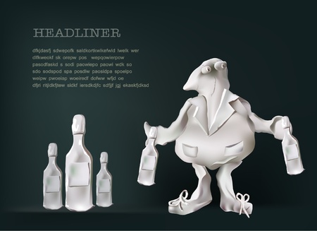 plasticine character with bottles のイラスト素材