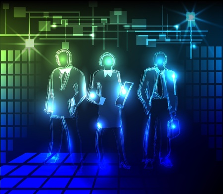 business team neon background のイラスト素材