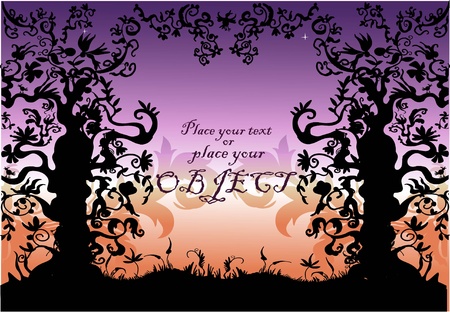 background with fantastic trees and space for your text のイラスト素材