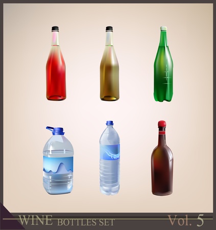 set of bottles mineral soda water のイラスト素材