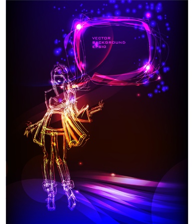 girl and bubble Neon collection のイラスト素材