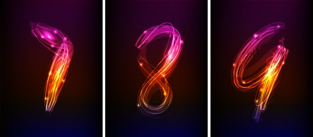 numbers "made of light" collection のイラスト素材