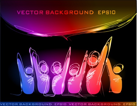 people made of light pointing at screen のイラスト素材