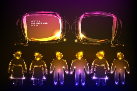 people made of light with bubblesのイラスト素材