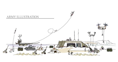 Army Illustration with many detailsのイラスト素材