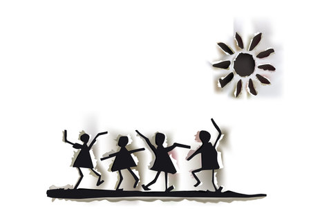 paper ripped happy people のイラスト素材