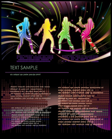 background with pousing girlsのイラスト素材