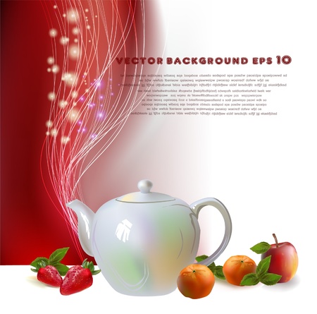 pot of fruit tea illustration のイラスト素材
