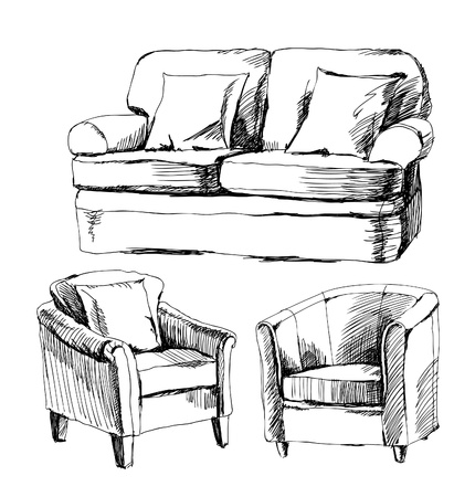 doodle of furnitureのイラスト素材