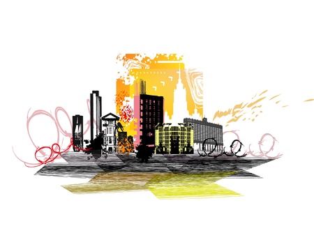 city grunge illustration のイラスト素材