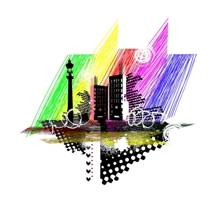 city grunge illustration のイラスト素材