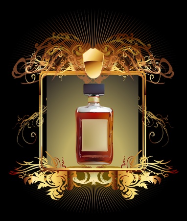 golden wine labelのイラスト素材