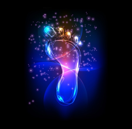 neon foot printのイラスト素材