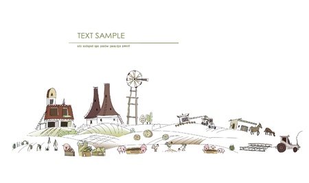 farm landscapeのイラスト素材