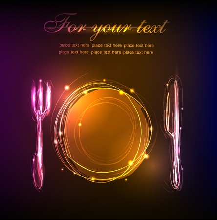 neon background Table set (restaurant menu)のイラスト素材