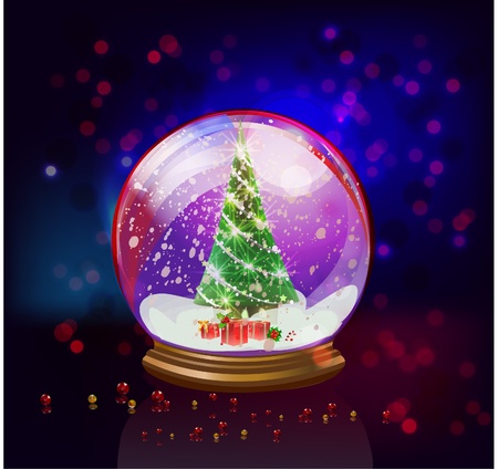 snowglobe with a Christmas tree inside のイラスト素材