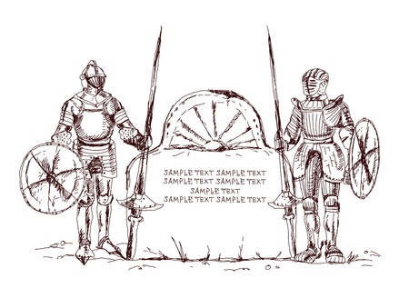 Knights keeping screen for your textのイラスト素材