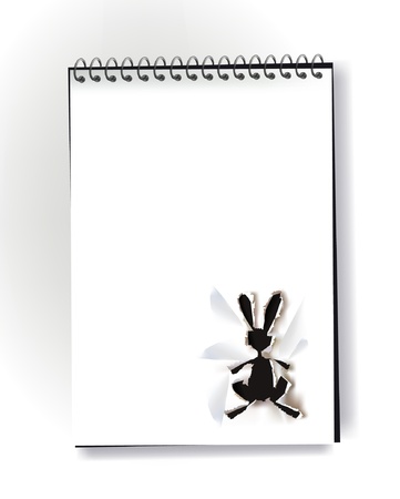 Notepad with ripped paper design of bunnyのイラスト素材