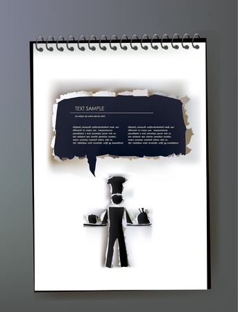 Notepad with ripped paper design of cook and bubbleのイラスト素材