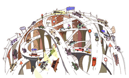 Busy motorway  junction