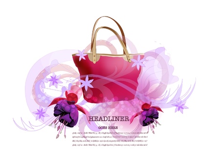 bag and ornamental backgroundのイラスト素材