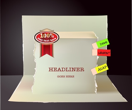 pop-up paper background with label and stickerのイラスト素材